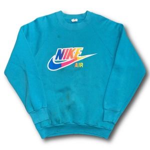 Nike Air 90s Vintage Teal Single Stitch Logo Crewneck Sweater